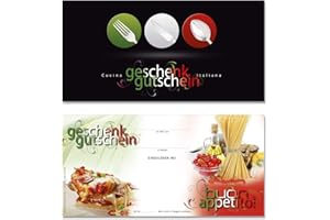 GESCHENKGUTSCHEINCOM BY POS-HAUER 100 hochwertige Gutscheinkarten für DIN-Lang Kuverts. Gutscheine für Italienische Restaurants Pizzeria Pizza. Vorderseite hochglänzend. G9235