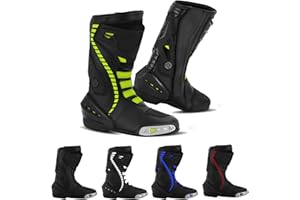 Vaster Moto Herren Motorradschuhe Knöchel Motorrad wasserdicht Leder Rennstiefel Rutschfeste Sohle