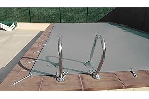 INTERNATIONAL COVER POOL Cubierta de Invierno para Piscina 5 x 3m más 15 cm por Cada Lado para Anclaje (5,3 x 3,3m) de Color Gris (Exterior) / Gris (Interior) + Saco de Almacenaje de Regalo