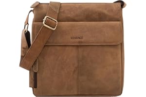 LEABAGS Borsa a Tracolla in Pelle per Uomo e Donna | Borsa per Laptop in Vera Pelle fino a 13 Pollici | Messenger Bag con Tracolla | Borsa da Lavoro, Trasporto e a Mano