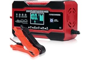 BRYZE 10-Amp Car Battery Charger, 12V/24V Smart Fully Automatic Battery Maintainer Charger with 7-Stage Charging and LCD Screen, Pulse Repair for Lead Acid, AGM, GEL, SLA, WET Batteries