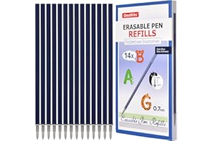 DEALKITS 14x Refill per penna gel cancellabile, Punta della Penna 0,7 mm, Altezza 13cm, Ricarica Roller in Gel [Blu scuro], Compatibile con Legami, Ideali per Articoli da Ufficio/Scuola