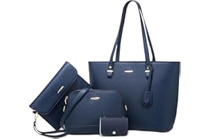 DORRISO Tote Bag and Purse Set — Handbags for Women Versatile Quality Waterproof PU Leather Adjustable Strap Versatile Multifunctional for Work Travel School Shopping Blue