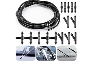 MirraSwit 4M Kit de Tuyau Essuie Glace, Auto Kit de Tuyau Essuie Glace avec 9 Pièces Raccord de Tuyau (Type Y I T), Durite Lave Glace pour Connecter la Pompe à Eau et Les Buses de la Voiture
