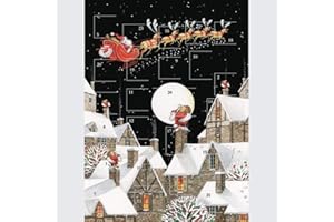 TRACKS PUBLISHING Traditional Advent Calendar Christmas Santa Sleigh Chimney Glitter Finish
