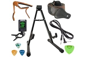 SUNYIN Kit accessori per supporto per chitarra, supporto per chitarra, cavo per chitarra da 10 piedi, capo, starp, accordatore, 3 plettri per chitarra per regalo pratico per principianti