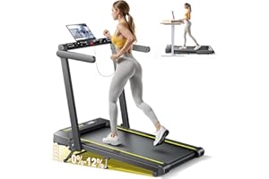 TOPUTURE Tapis de Course, vitesse16 km/h, réglage de l'inclinaison à 3 Vitesses, maximale 12%, Bande de Course de 42 cm，électrique Pliable, Double écran LED, Mesure de la fréquence Cardiaque, contrôle par APP