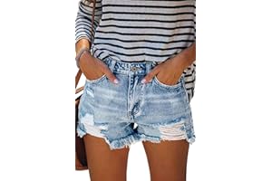 CZIMOO Jeans Short Damen Sommer Kurze Hosen mit Zerrissen Saum Taschen Hotpants