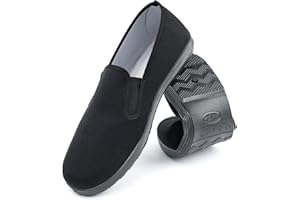 QHYNBRO Old Beijing Kung Fu Schuhe Unisex Traditionelle Kampfkunstschuhe für Tai Chi mit Canvas Obermateria & Rutschfester Gummisohle Vollschwarz Leicht Langlebig Kulturdesign