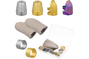 HARIENDNY Einstellbares Fingerspitzen-Protektor Set, 8 Stück Nähen Fingerhut, Sewing Thimble Ring Fingerhut zum Nähen, Finger Schutz Fingerhut Sewing Thimble, Fingerhüte für Handnähen