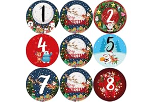 STICKER STOCKER 144 Christmas Countdown Advent Number Stickers 30mm Glossy Stickers