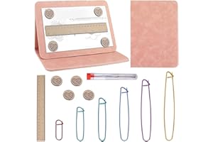 CERICAI Magnetic Pattern Holder, Crochet Knitting Pattern Holder with 6pcs Stitch Holders for Knitting UK, Knitting Tool Accessories Foldable Knitting Chart Keeper with Ruler for Crochet Knitting Lovers