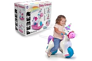 FEBER - Baby Unicorn, Correpasillos con Forma de Unicornio, 2 en 1 Correpasillos y Balancín, Inluye Sonido de Relinche y Trote, Desarrolla Capacidades Psicomotrices, Niños +3 años, Famosa (FED35000)