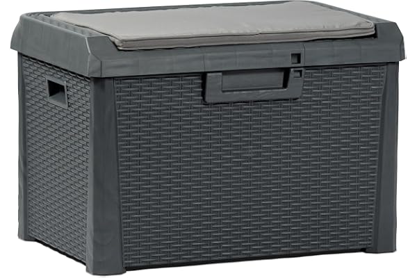 Toomax Art. 170 Compact Box Santorini Malle de Rangement Résine Noir 73 x 50,5 x 49,5 cm