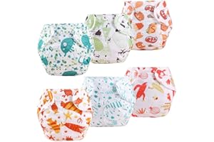 ACMEDE Couches lavables pour bébé Couches réutilisables pour bébé Insérez une couche de poche tout-en-un pour la plupart des bébés et des tout-petits 6 PCS
