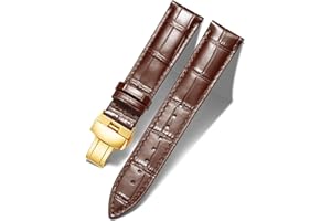 BINLUN Cinturino per Orologio in Pelle Ricambio Cinturini per Unisex con Fibbia Azionamento Farfalla Argento/Oro/Oro Rosa 12mm-24mm 10 Colori