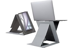 MOFT Z Stojak na laptopa na biurko, wąski, regulowany, składany uchwyt na laptopa, 4 tryby siedzenia, kompatybilny z większością laptopów do 43 cm, nośność do 10 kg, szary