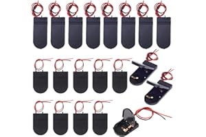 GTIWUNG 20 Pezzi CR2032 Porta Batteria in Plastica, 1 x 3V/2 x 3V Portabatterie A Bottone con Interruttore ON-off del Cavo (Nero)