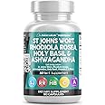 Clean Nutraceuticals St Johns Wort 10000mg Rhodiola Rosea 20000mg Holy Basil 3000mg Ashwagandha 6000mg - Mood Support for Women and Men with Vitamin C & Black Pepper Extract - 90 Caps
