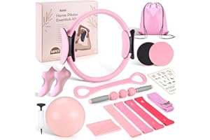 Asten Home Pilates Kit for Women: Pilates Equipment Pilates Ring and Ball Set with Resistance Bands, Core Slider, Foam Roller, Pilates Essentials Kit for Beginner Home Workout, Compact Toning Fitness