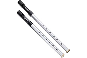 SONDERY Irish Tin Whistle - Key of C & D, Silver Aluminium