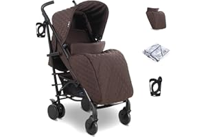 My Babiie MB51 Stroller – from Birth to 4 Years (22kg), Lightweight, Umbrella Fold, Travel Buggy for Toddlers, Pushchair Includes Footmuff, Cup Holder, Rain Cover - Chocolate