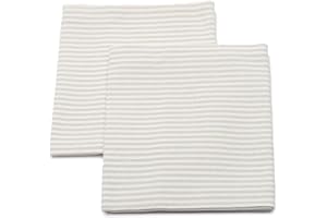 LinenMe Set mit 2 Geschirrtücher Halbleinen 47x70 cm Jazz - Küchentücher & Handtücher Natürlich 53% Leinen, 47% Baumwolle mit Aufhänger in Beige gestreift, Hergestellt in Litauen