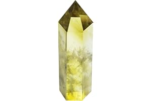 POLAR JADE Yellow Quartz Crystal Wand Pointed &amp; Faceted for Healing Reiki Chakra Meditation Therapy Decor (Citrine Crystal)