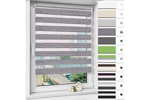 Magiea Store Enrouleur Jour Nuit sans Percage, Rideau Jour Nuit, Protection Solaire, Facile à Installer avec Clips pour Fenêtre ou Porte, Protéger la Vie Privée, 75x120 cm, Marbre Gris