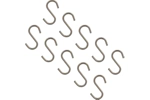 Gedotec Lot de 10 crochets universels en forme de S en métal pour ustensiles de cuisine – torchons – vêtements – Crochets en métal pour armoire – Aspect acier inoxydable – Pour tube de 16 mm de diamètre – Lot de 10 – Crochets de suspension pour tringle de toit