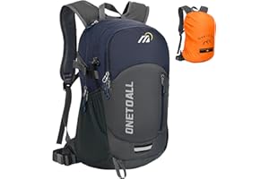 ONETOALL Diebstahlsicherer Wanderrucksack Damen 20L, Leichter Tagesrucksack Herren Klein, Wasserdichter Fahrrad Rucksack mit Rückenbelüftung zum Wandern Tagestour Radfahren Reisen Pendeln, nur 500g