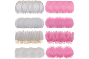 MWOOT 400 Pezzi Piume Decorative, 4 Stili Piume Bianche Rosa, 7-15cm Piume Naturali per Acchiappasogni Ali Angelo Albero Natale Carnevale Decorazioni, Piume per Artigianato Costume Halloween