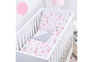 BABYSAFE Baby Safe Housse de Couette Nouveau-né 120 x 90 cm Housse de Couette 100% Coton Bio Certifié OEKO-TEX Draps de lit Simple pour Enfant Parure de lit Cerf Rose