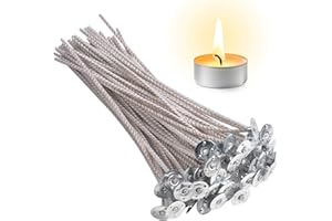 NICELAND 50 Pièces Mèche pour Bougie 15cm Pré Ciré Mèches de Bougie Mèche en Coton Tressé Accessoires pour Fabrication de Bougie