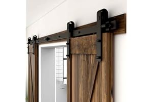 CCJH Kit de herrajes para puerta corredera de madera de granero de 335 cm para puertas dobles