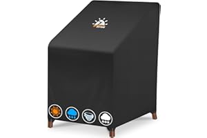 Zettum Pokrowce na Krzesła sztaplowane 1 sztuka, wodoodporne i odporne na zimę, 600D Oxford PU pokrowiec ochronny na krzesła ogrodowe, pokrowiec na meble ogrodowe (71x91x80/120 CM)