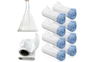 Sporgo Mülltüten mit Tragegriff 8 Rollen: 160 Stück Katzentoilettenbeutel Selbstreinigende Katzentoilette mit Zugbändern, Katzenstreutasche Katzenklo Nachfüllbeutel für Wechsel Katzenstreu