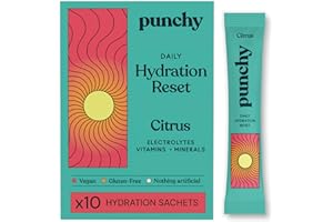 10 Pack Electrolytes Sachets - Fast Absorbing Hydration Sachets - Rehydration Sachet Packed with Vitamins - No Artificial Sweeteners or Preservatives - Citrus Electrolytes Powder by Punchy