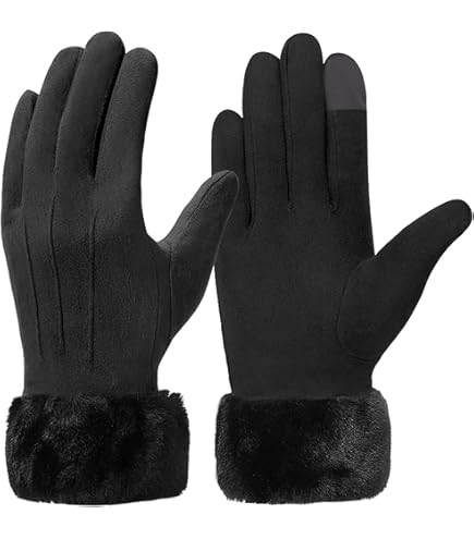 Suède handschoenen | Gevoerd | Zwart | One size