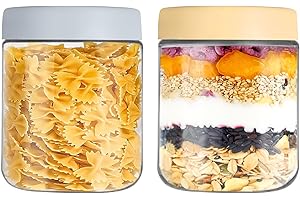 YUEYEE 2 Pack 16 oz Overnight Oats Jar,Preserving Jars with Screw Lid for Overnight Oats Salad Yoghurt Pudding Chutney Jam Reusable Glass Jars with Lids as Storage Jar
