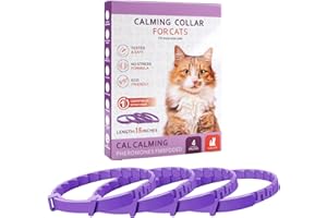 PEACEKING Juego de 4 Collar Calmante para Gatos, Collares Ansiedad con Feromonas Natural en Coloer Moradas, Tamaño Ajustable y Duración 30 Días Collar Ansiedad para Gatos, para Gatitos Pequeños y Grandes (2)