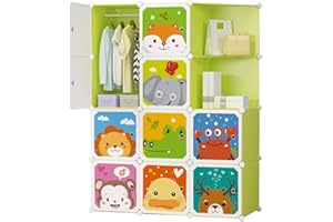 XOKOTAKI Armadio Modulare per Bambini, Scaffalatura Modulare, Armadio per Bambini, Organizer Modulare, Scaffale per la Casa, 12 Moduli, 140x105 cm