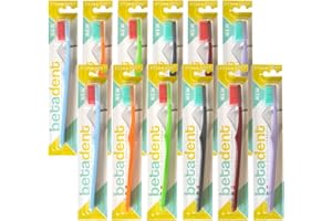 Betadent KIT 12 SPAZZOLINO EXTRA SOFT. Setole morbide con punte arrotondate. Antiplacca, Anatomico. 12 pezzi, colori assortiti