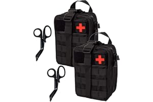 Krisvie 2Pack Tactical EMT Pouch 1000D Nylon Detachable Molle First Aid Bag for Outdoor Activities with Shear