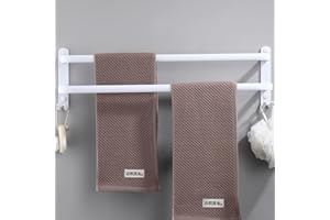 LAIMEW 80 cm Towel Rail No Drilling Required White Towel Rail Wall Towel Rail No Drilling White Towel Rail Bathroom Accessories Towel Holder Bathroom Double for Bathroom Kitchen
