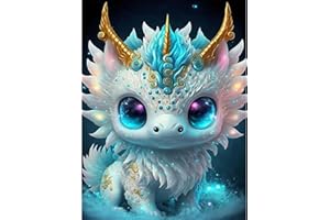 DPHERO 5D Dragon Diamond Painting, DIY Dessin Animé Broderie Diamant Painting Kit Complet,Bricolage Zodiaque Peinture Diamant Artisanat Strass Point de Croix Painting pour Adultes Enfants 30x40 cm