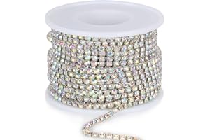 ALEXCRAFT Catena con strass trasparenti da 2,8 mm, lunghezza 9,1 m, per la creazione di gioielli artigianali