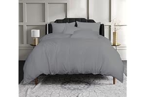 sleepdove® LUXURY EGYPTIAN COTTON 200 COUNT BEDDING SETS DUVET COVER SET (QUILT COVER WITH PILLOW CASES (Double, Grey)