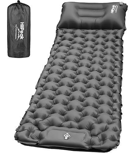 Raxfekro Zelfopblazende slaapmat, 8 cm dik, zelfopblaasbaar luchtmatras, luchtmatras, zelfopblazend met voetpomp, kussen voor wandelen, reizen, strand