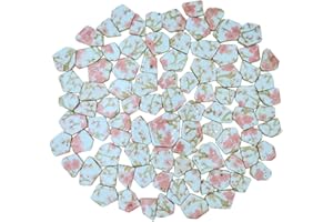 Yuvori 0,5 kg blaue und weiße unregelmäßige Porzellan-Mosaikfliesen, DIY, handgefertigt, Badezimmer, Wohnzimmer, Küche, Backsplash, Outdoor (10, Medium)